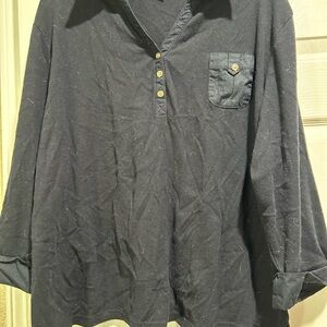 Karen Scott Black Casual Button Down Shirt Relaxed Fit